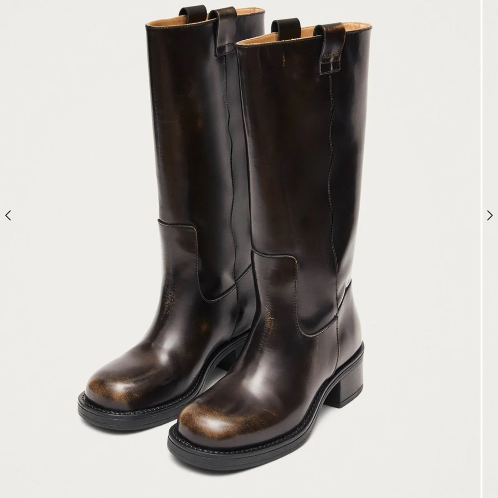 ALOHAS Dark Brown Heeled Boots 10-10.5 NWOT